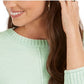 Blusa feminina texturizada mesclada manga comprida gola redonda verde tamanho GG