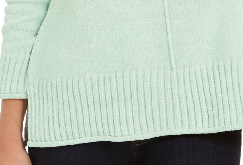 Blusa feminina texturizada mesclada manga comprida gola redonda verde tamanho GG