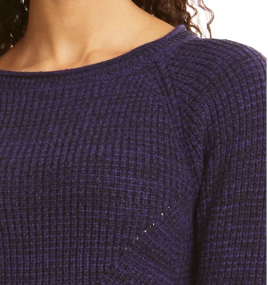 Suéter feminino de gola redonda mesclado estilo &amp; co, roxo, tamanho GG