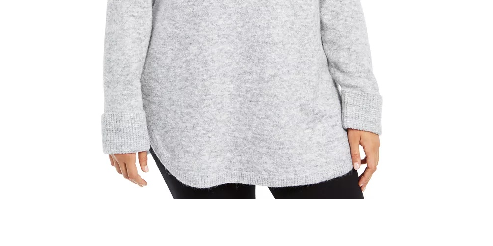 Suéter feminino plus size com gola careca e acabamento em malha waffle, cinza, tamanho 3X
