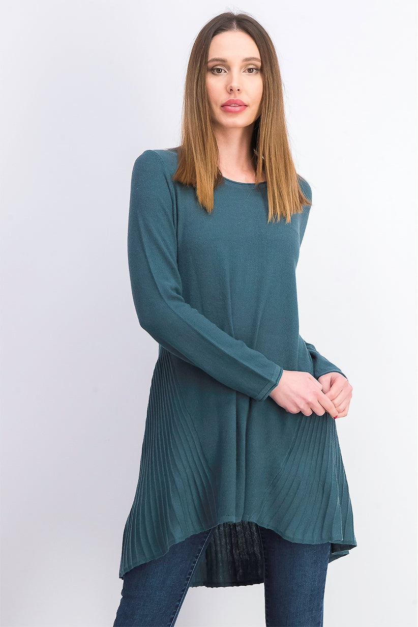 Suéter túnica feminino estilo &amp; co, comprimento alto e baixo, verde médio, tamanho médio