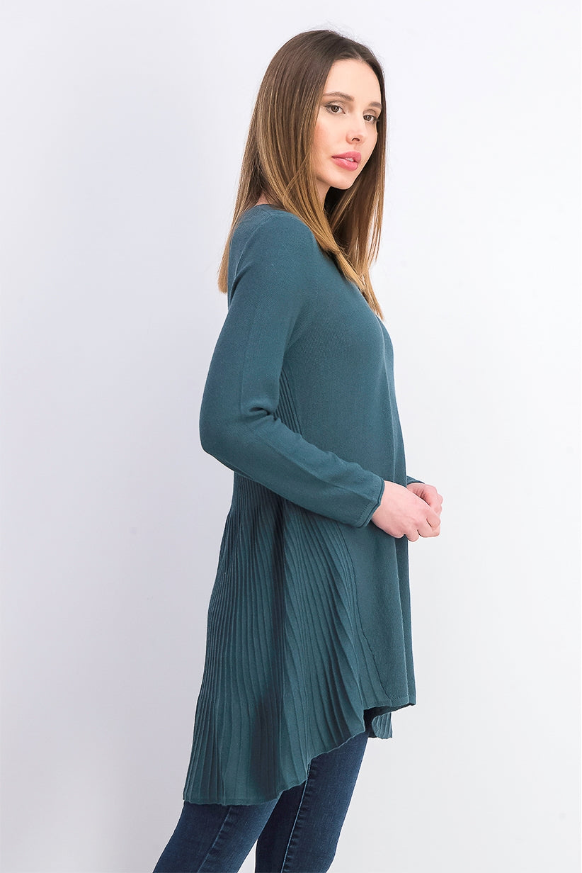 Suéter túnica feminino estilo &amp; co, comprimento alto e baixo, verde médio, tamanho médio