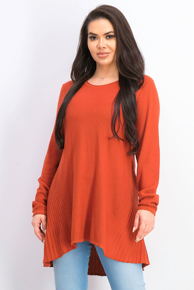 Suéter túnica feminino alto-baixo estilo &amp; co laranja escuro tamanho médio