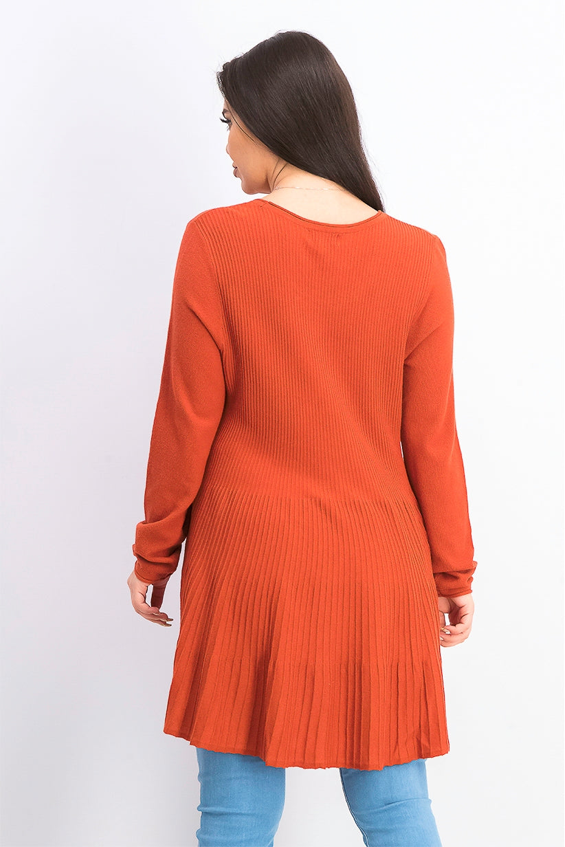 Suéter túnica feminino alto-baixo estilo &amp; co laranja escuro tamanho médio