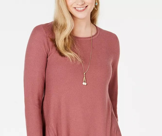 Suéter túnica feminino alto-baixo estilo &amp; co laranja escuro tamanho extra grande