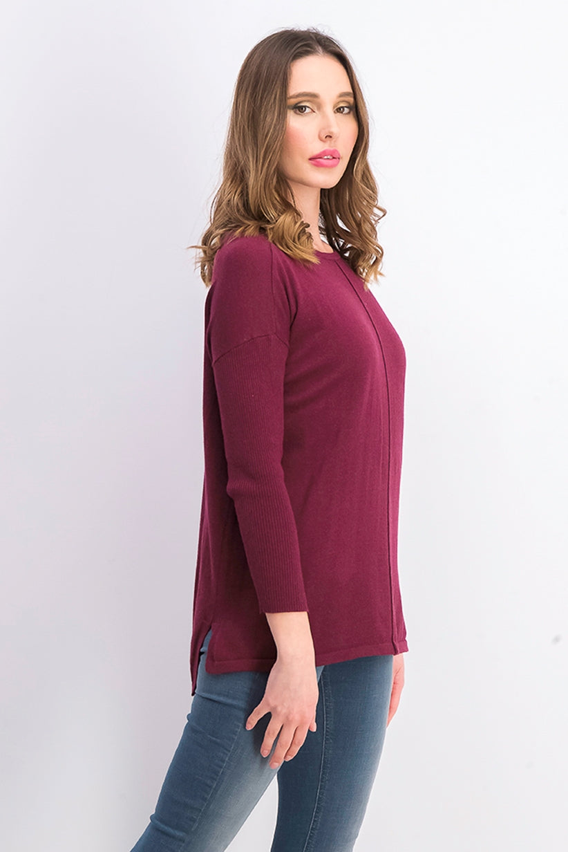 Suéter túnica feminino com costura frontal Style &amp; Co, tamanho médio, roxo