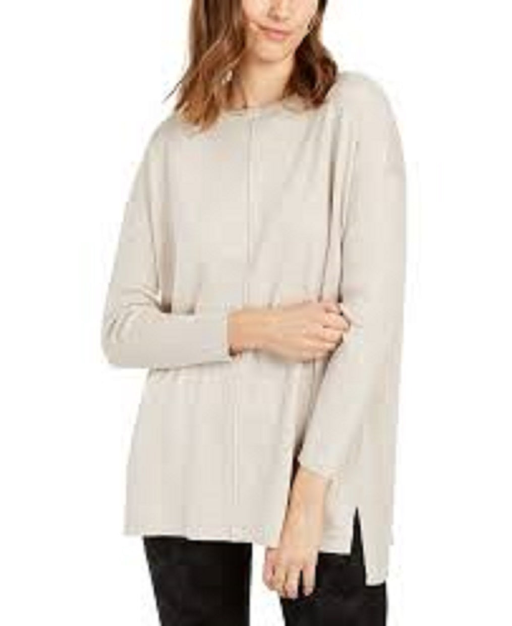 Suéter túnica plus size feminino estilo &amp; co com costura frontal bege tamanho 1X