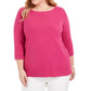 Karen Scott Suéter Feminino Gola Bateau Manga Longa Rosa Tamanho XS