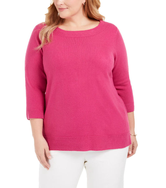 Karen Scott Suéter Feminino Gola Bateau Manga Longa Rosa Tamanho XS