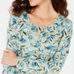 Blusa feminina Karen Scott Audra Oasis com decote redondo, verde, tamanho extragrande