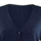 Cardigan feminino de lã merino com decote em V, azul, tamanho médio