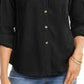 Camisa feminina Charter Club com dois bolsos, preta, tamanho médio