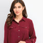 Camisa feminina Charter Club com dois bolsos, vinho, tamanho grande