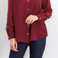 Camisa feminina Charter Club com dois bolsos, vinho, tamanho grande