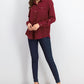 Camisa feminina Charter Club com dois bolsos, vinho, tamanho pequeno