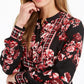 Blusa feminina estampada com gola alta e faixa, tamanho médio, vermelha, Charter Club