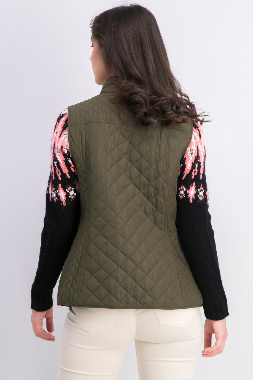 Colete feminino acolchoado com gola alta Charter Club verde escuro tamanho grande