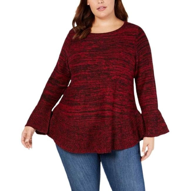Suéter de malha mesclado com manga sino feminino Style &amp; Co, vermelho, tamanho extra pequeno