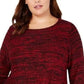 Suéter de malha mesclado com manga sino feminino Style &amp; Co, vermelho, tamanho médio
