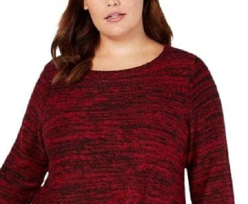 Suéter de malha mesclado com manga sino feminino Style &amp; Co, vermelho, tamanho extra pequeno