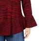 Suéter de malha mesclado com manga sino feminino Style &amp; Co, vermelho, tamanho médio