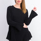 Suéter de malha com babados e bainha plissada feminino Style &amp; Co, preto, tamanho extra pequeno