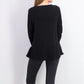 Suéter de malha com babados e bainha plissada feminino Style &amp; Co, preto, tamanho extra pequeno