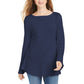 Suéter de malha com babados e bainha plissada feminino Style &amp; Co, azul-marinho, tamanho X-S