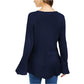 Suéter de malha com babados e bainha plissada feminino Style &amp; Co, azul-marinho, tamanho X-S
