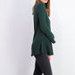 Suéter de malha feminino com babados e bainha estilo &amp; co, verde escuro, tamanho médio