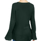 Suéter de malha com babados e bainha plissada feminino Style &amp; Co, verde escuro, tamanho X-S
