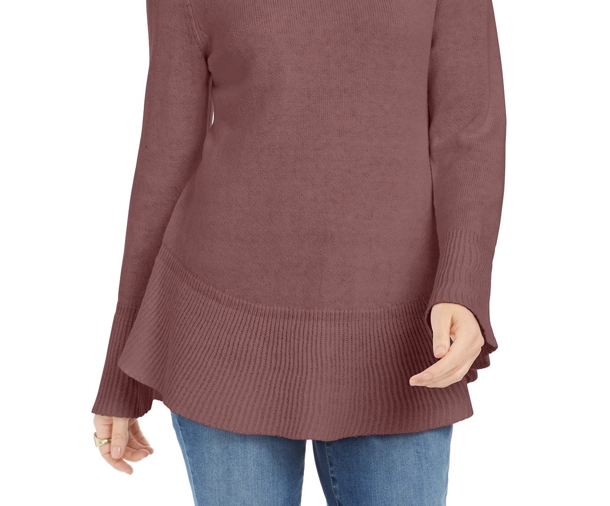 Suéter de malha com babados e bainha feminina Style &amp; Co, roxo, tamanho ium