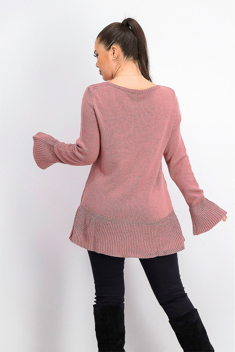 Suéter de malha com babados e bainha plissada feminino Style &amp; Co, roxo, tamanho extragrande