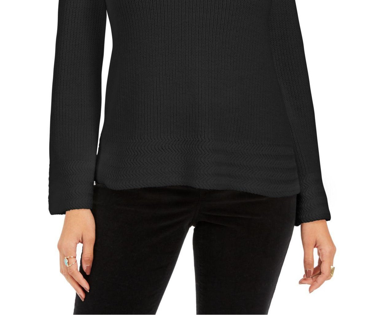 Suéter pulôver feminino estilo &amp; co, preto, tamanho grande