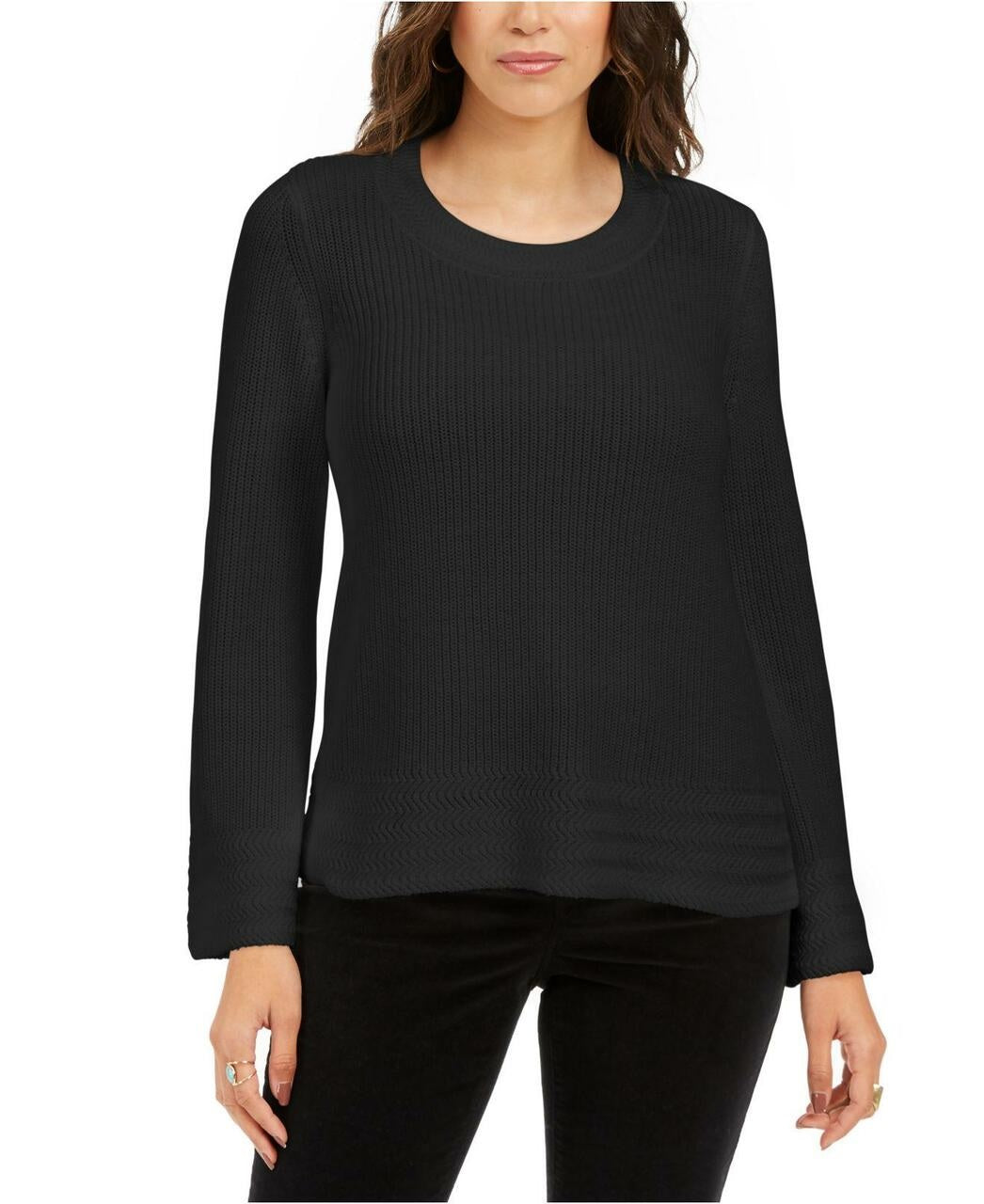 Suéter pulôver feminino de malha estilo boxy, preto, tamanho extrapequeno