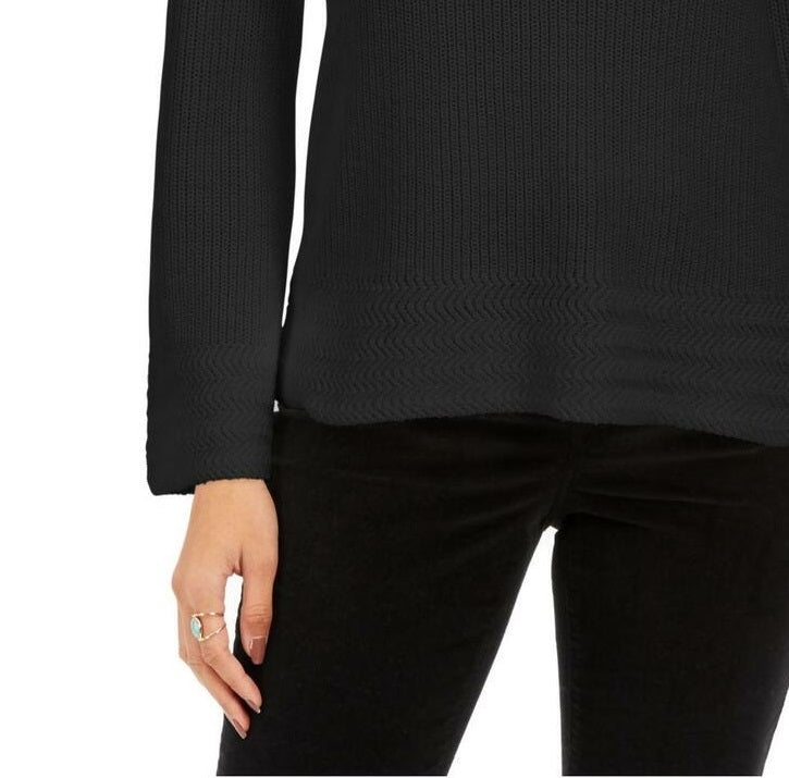 Suéter pulôver feminino de malha estilo boxy, preto, tamanho extrapequeno