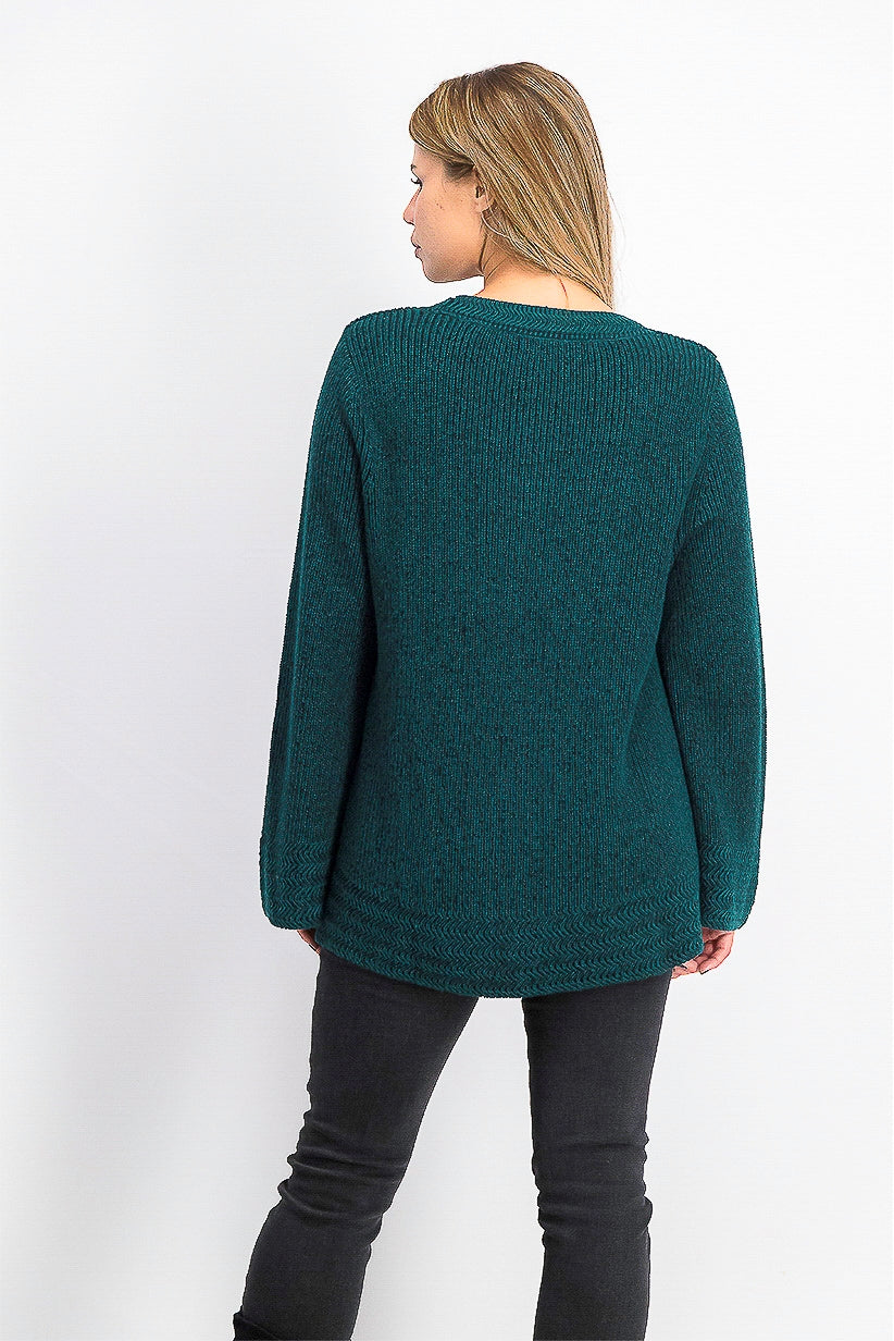 Suéter pulôver feminino estilo boxy knit verde tamanho médio