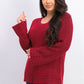 Suéter pulôver feminino de malha estilo boxy, vermelho, tamanho extragrande