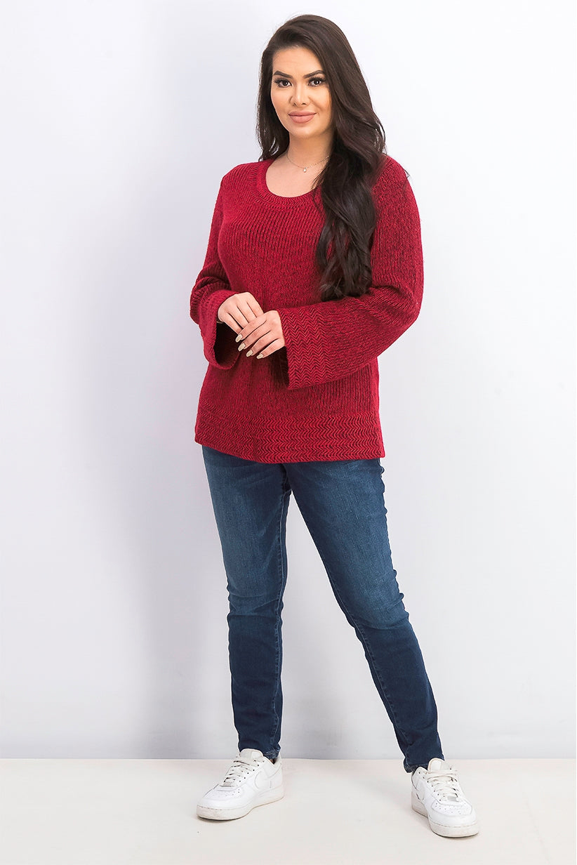 Suéter pulôver feminino de malha estilo boxy, vermelho, tamanho extragrande