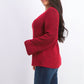 Suéter pulôver feminino de malha estilo boxy, vermelho, tamanho extragrande
