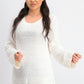Suéter pulôver feminino estilo boxy knit branco tamanho médio