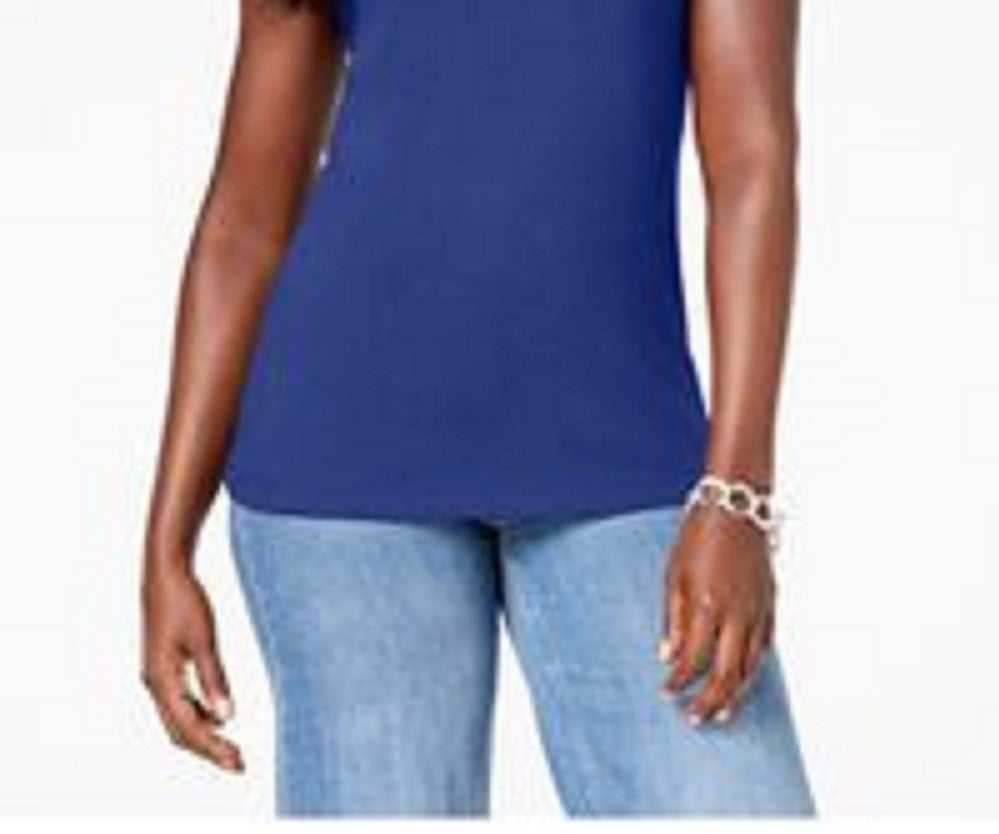 Karen Scott Regata Feminina Petite de Algodão com Tachas Azul Escuro Tamanho Petit