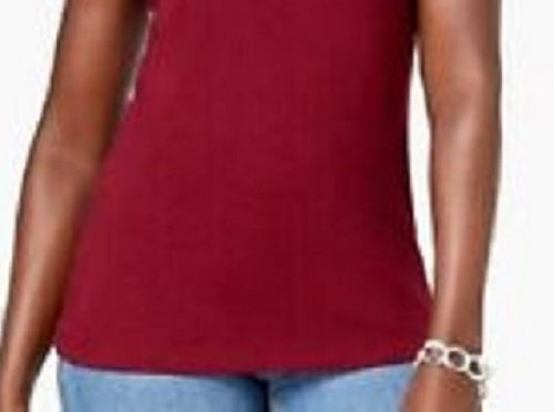 Regata feminina Karen Scott de algodão com tachas, vermelha, tamanho pequeno médio