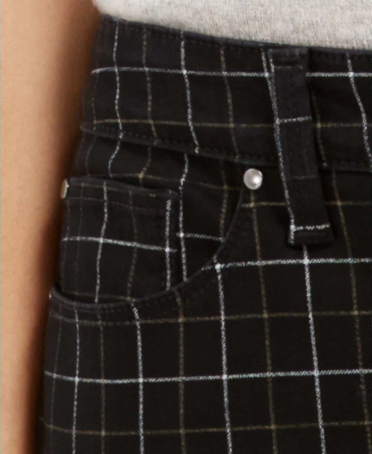 Calça jeans skinny xadrez Bristol Mckenna feminina Charter Club, preta, tamanho 16