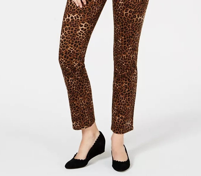 Calça jeans feminina Charter Club Petite estampada Lexington reta marrom tamanho 6 P