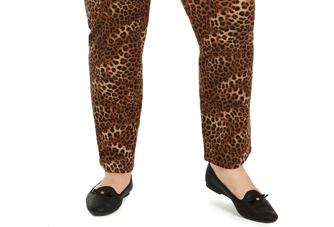 Calça jeans feminina Charter Club Plus Lexington com estampa animal, marrom, tamanho 18W