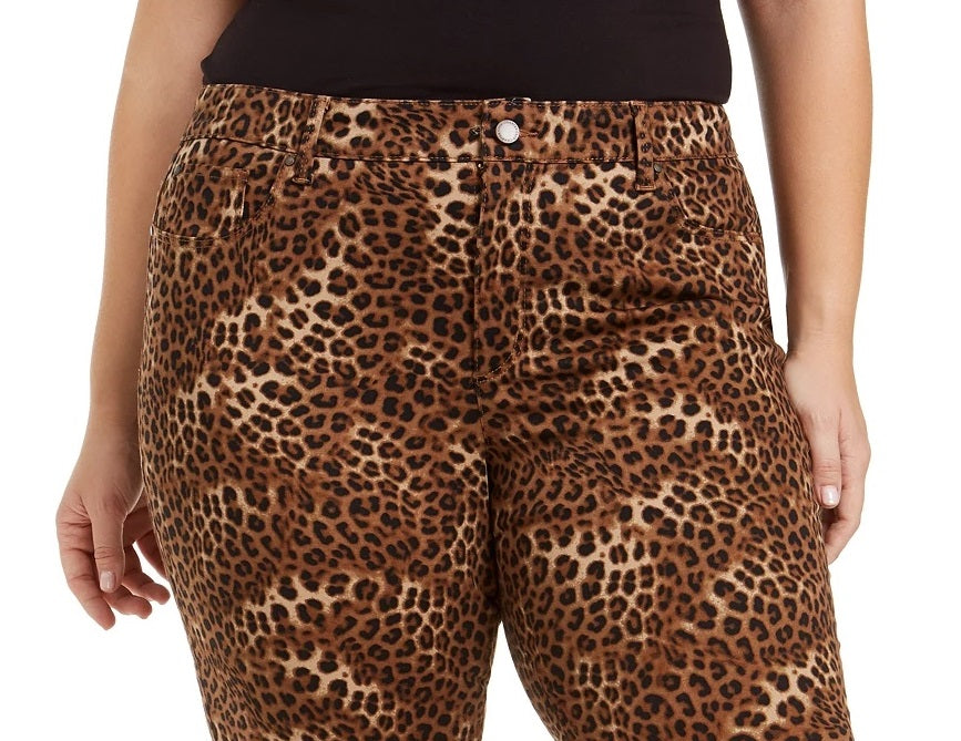 Calça jeans feminina Charter Club Plus Lexington com estampa animal, marrom, tamanho 20W