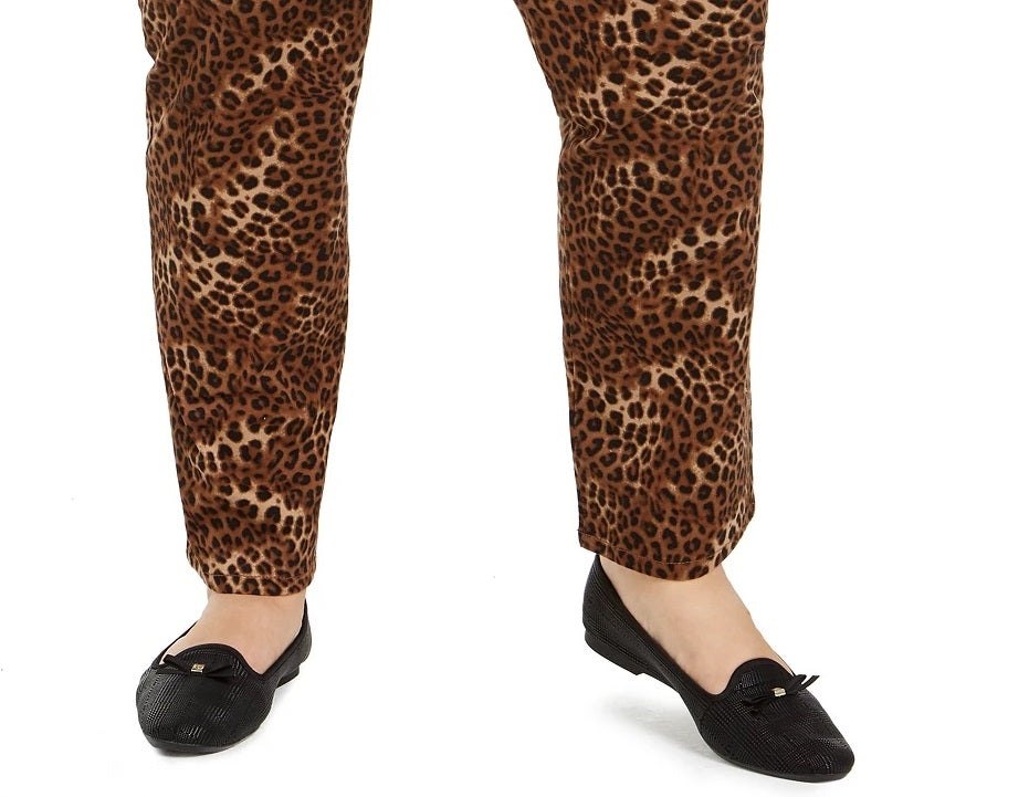 Calça jeans feminina Charter Club Plus Lexington com estampa animal, marrom, tamanho 20W