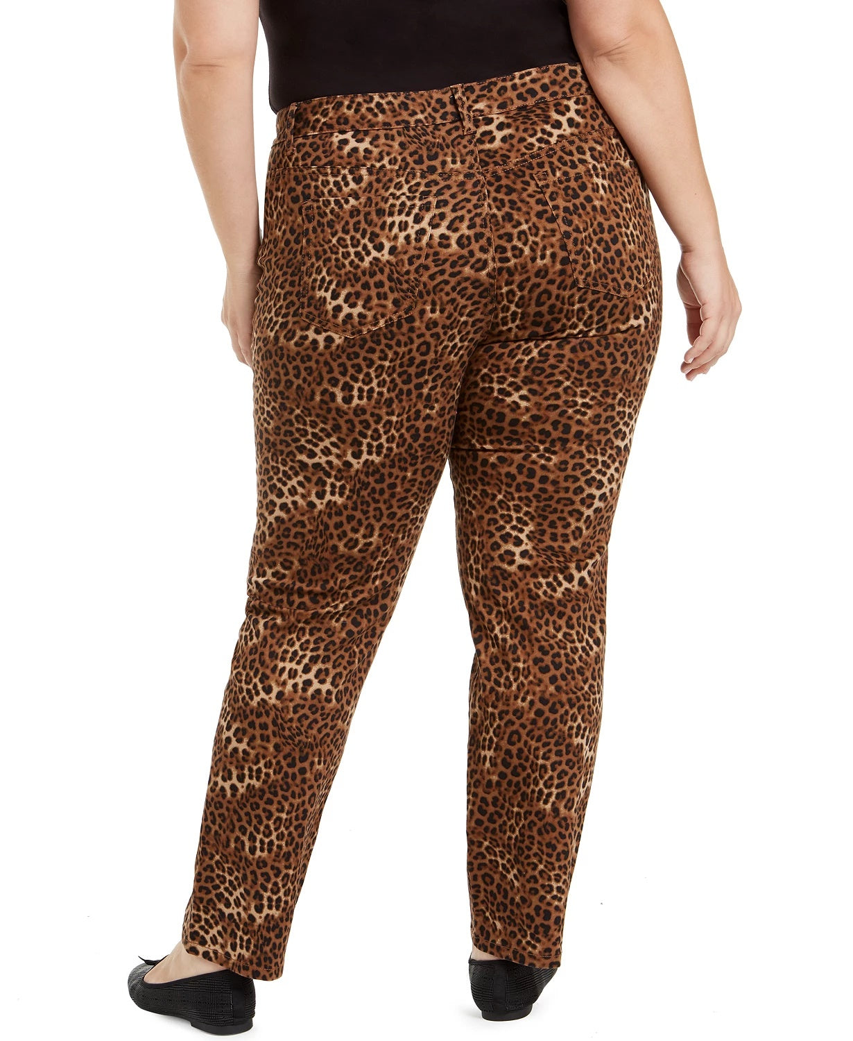 Calça jeans feminina Charter Club Plus Lexington com estampa animal, marrom, tamanho 16W