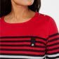 Karen Scott Blusa Listrada Manga 3/4 Feminina Vermelha Tamanho Médio